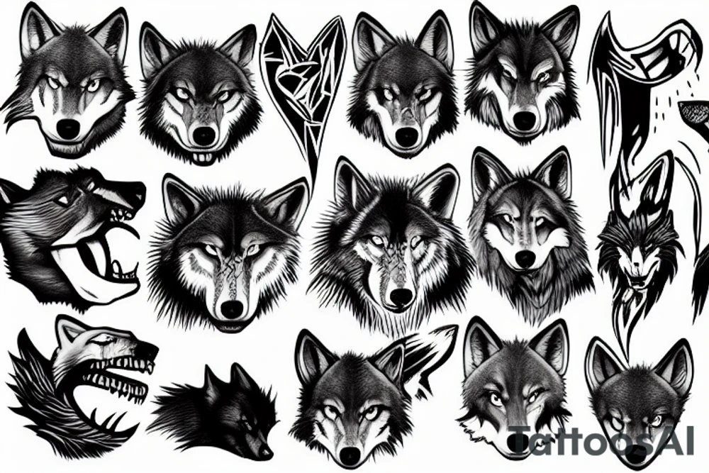 Ferocious wolf tattoo idea