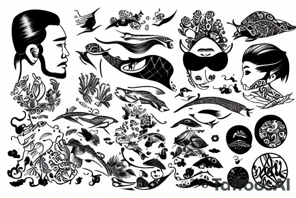 man overlooking ocean tattoo idea
