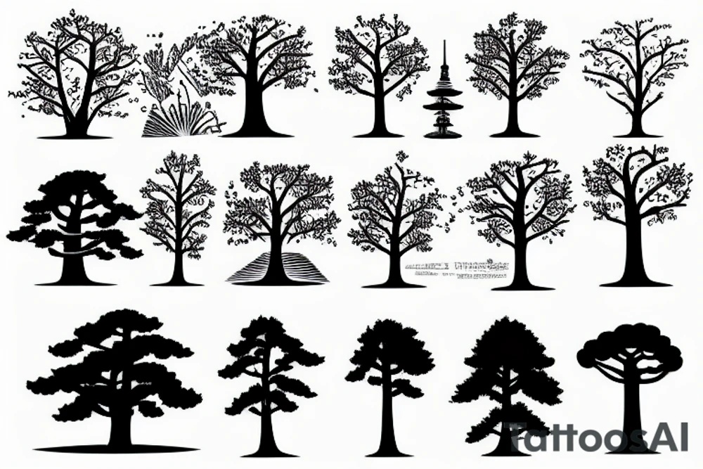 man with trees tattoo idea