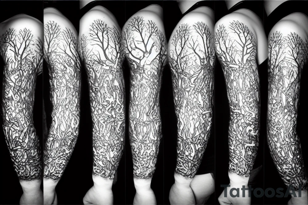 man with trees tattoo idea