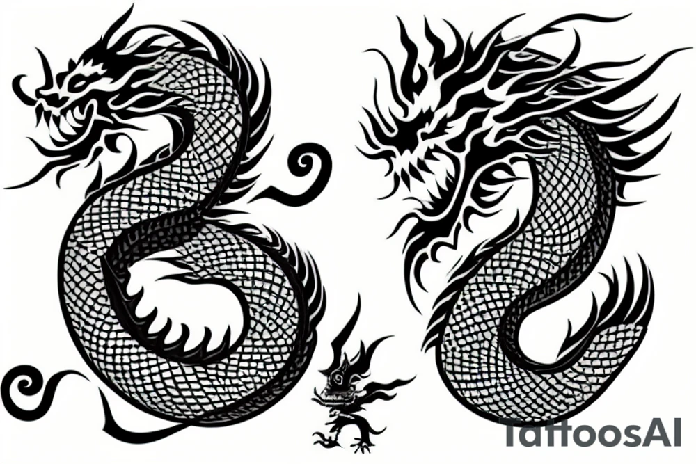 chinese dragon breathing fire tattoo idea