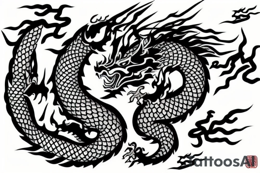 chinese dragon breathing fire tattoo idea
