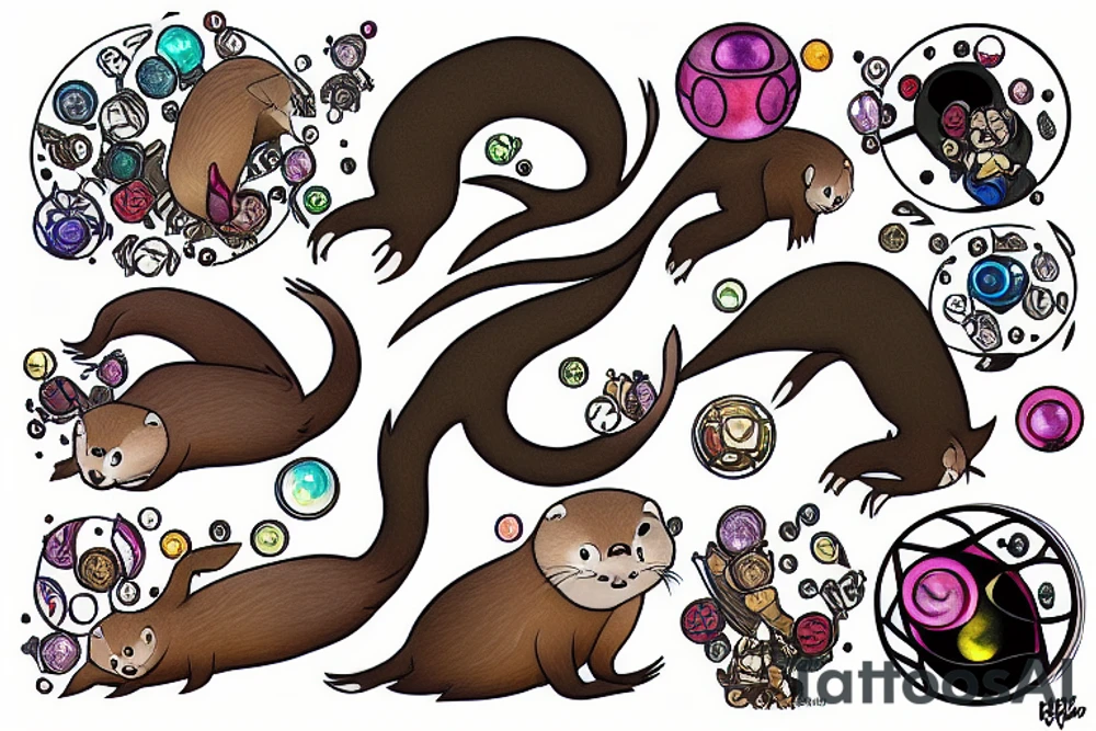 Otter with all of the infinity stones tattoo idea