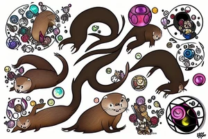 Otter with all of the infinity stones tattoo idea