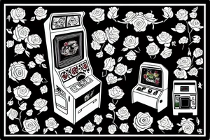Arcade machine with roses tattoo idea