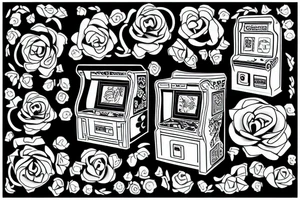 Arcade machine with roses tattoo idea