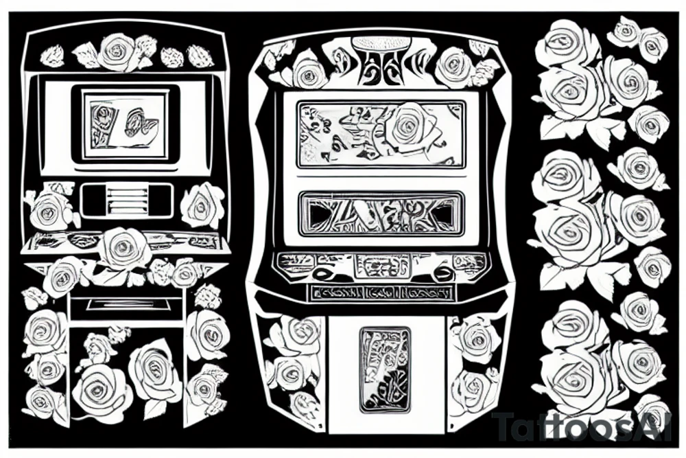 Arcade machine with roses tattoo idea