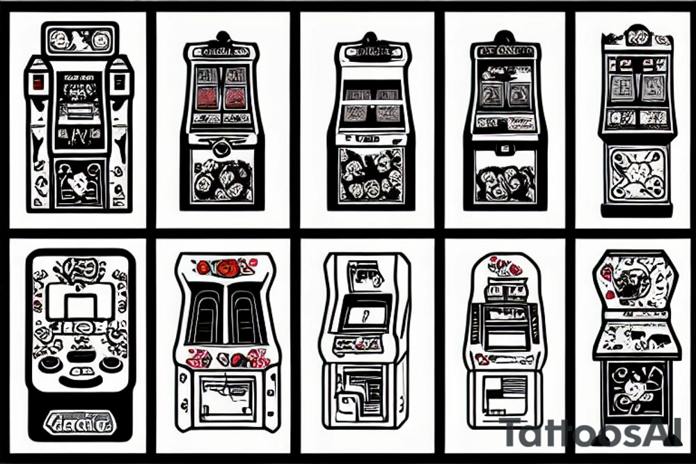 Arcade machine with roses tattoo idea