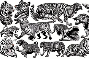 duck tolling retriever with the head of a tiger bucking like a horse tattoo idea