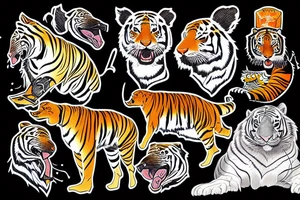 duck tolling retriever with the head of a tiger bucking like a horse tattoo idea