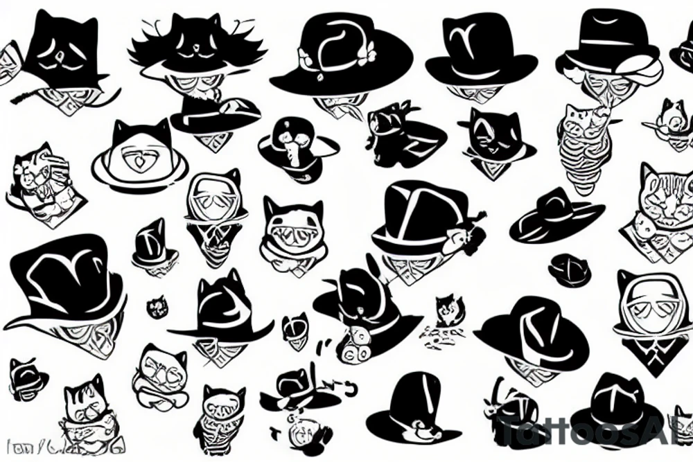 Black hat cat tattoo idea