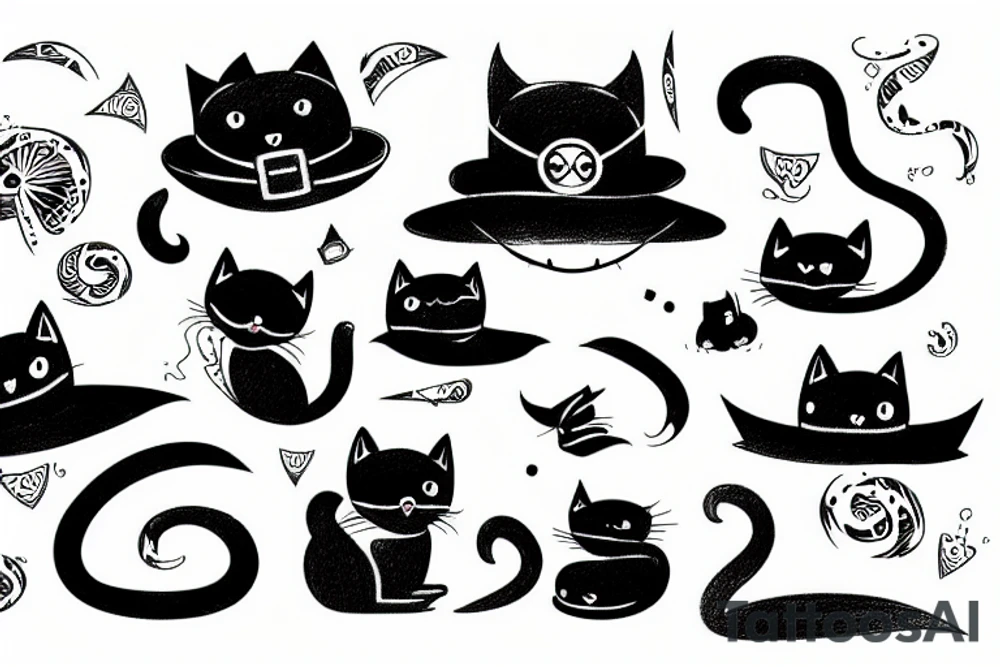 Black hat cat tattoo idea