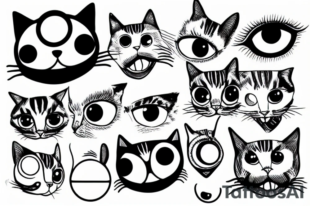 patchy cat with one big eye tattoo idea