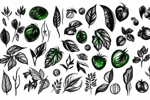 a green plant with tomato tattoo idea