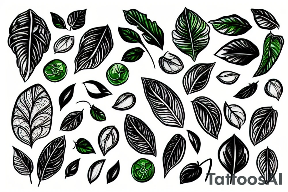 a green plant with tomato tattoo idea