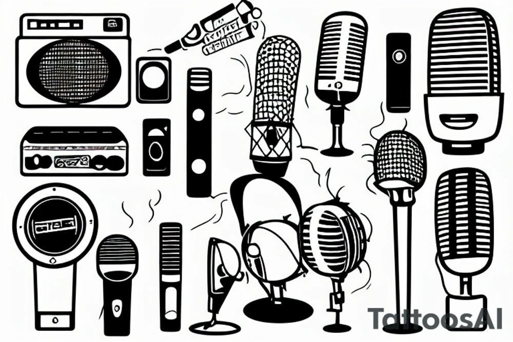 Apartment attacked by a giant microphone tattoo idea