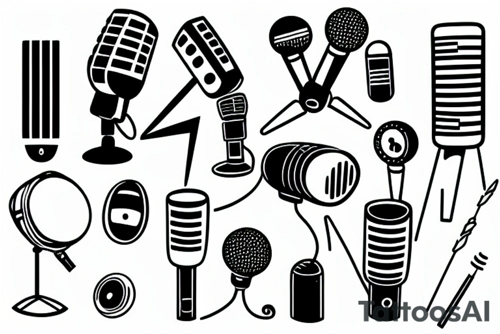 Apartment attacked by a giant microphone tattoo idea