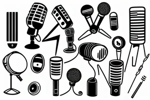 Apartment attacked by a giant microphone tattoo idea