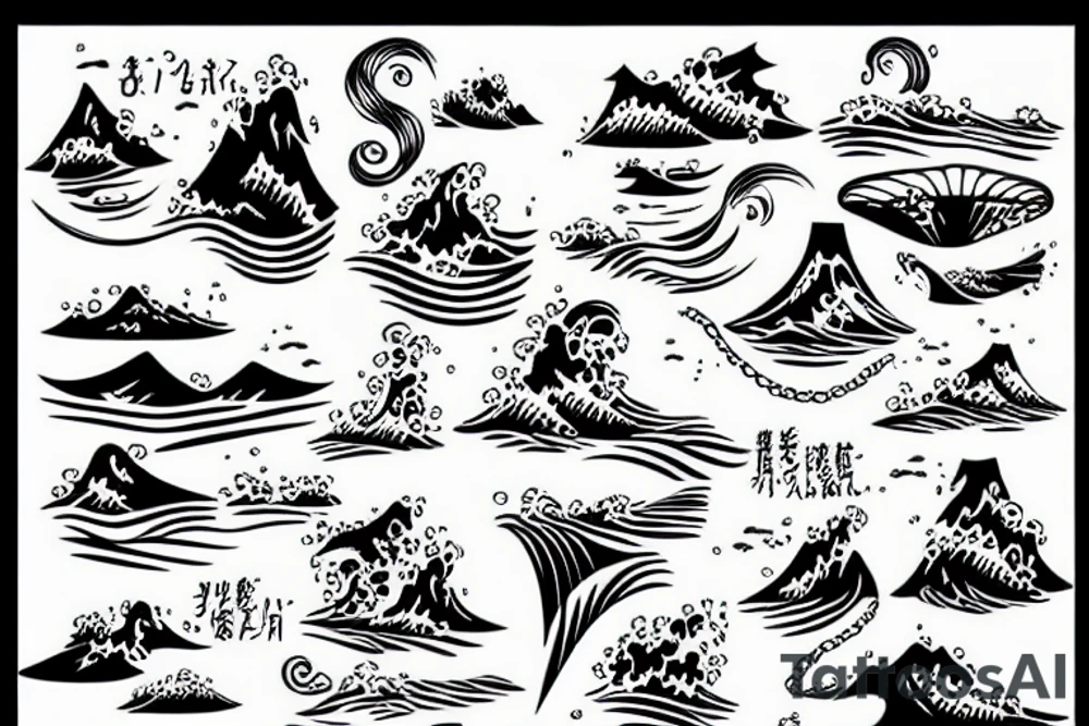 waterfall meets ocean tattoo idea