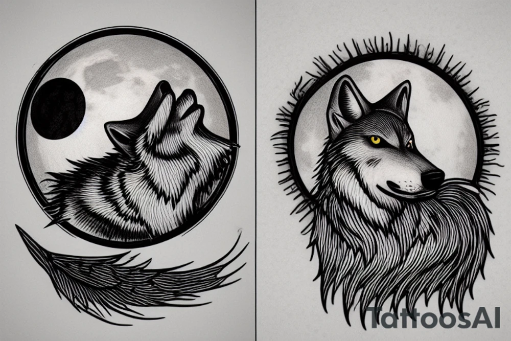 a wolf howling at the moon tattoo idea