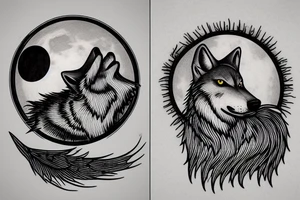 a wolf howling at the moon tattoo idea
