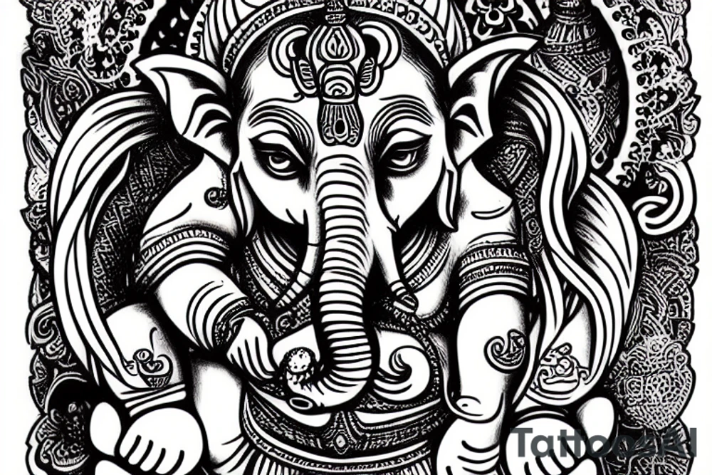 Ganesha blessing all tattoo idea