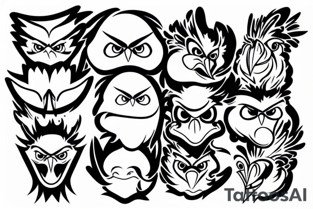 angry chicken face tattoo idea