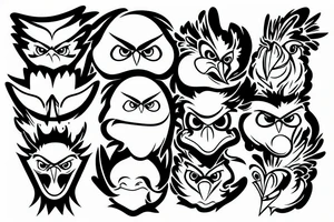 angry chicken face tattoo idea