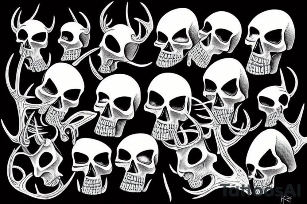 Jazz, skulls, deer tattoo idea