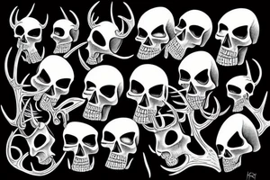 Jazz, skulls, deer tattoo idea