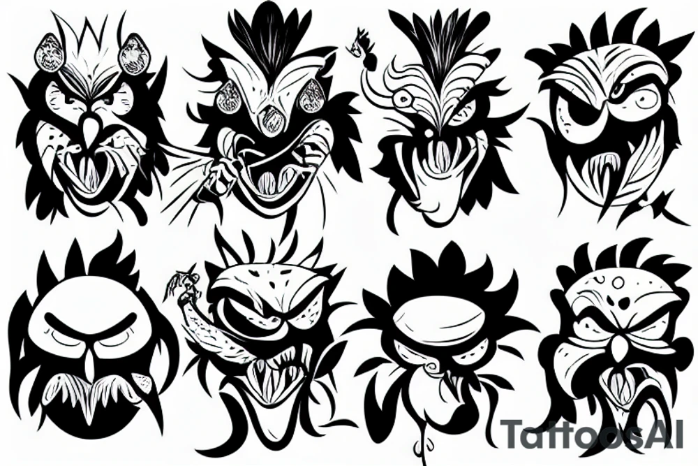 angry chicken face tattoo idea