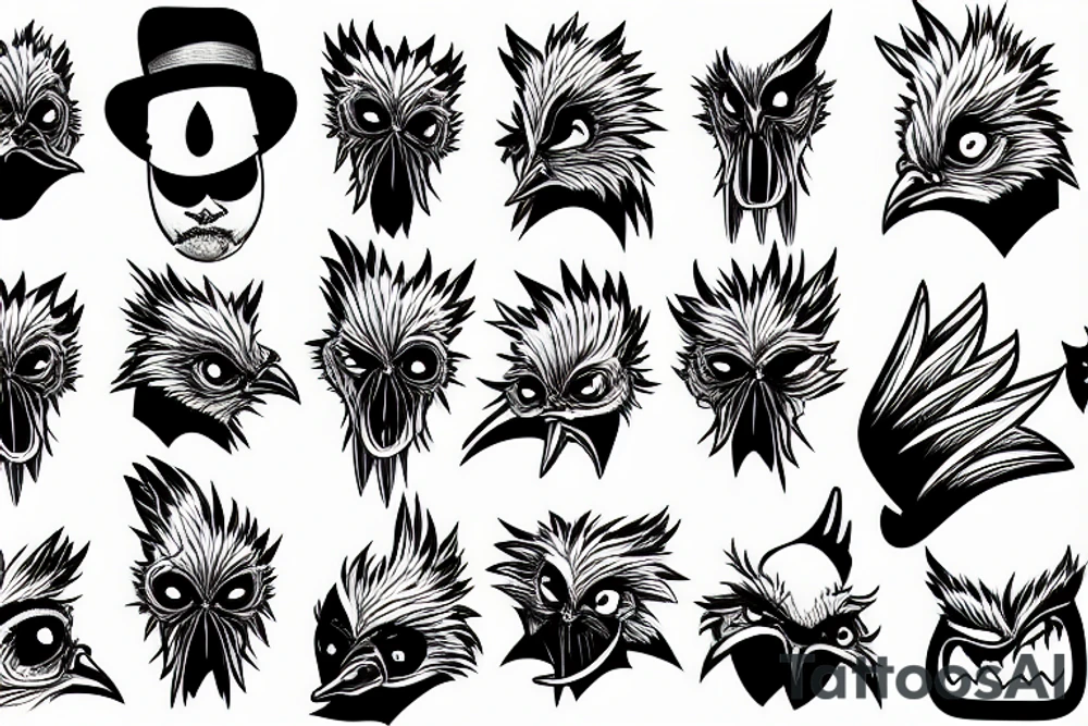 angry chicken face tattoo idea