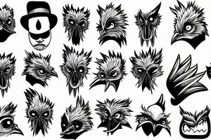 angry chicken face tattoo idea