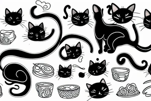 Black cat catching a mouse tattoo idea