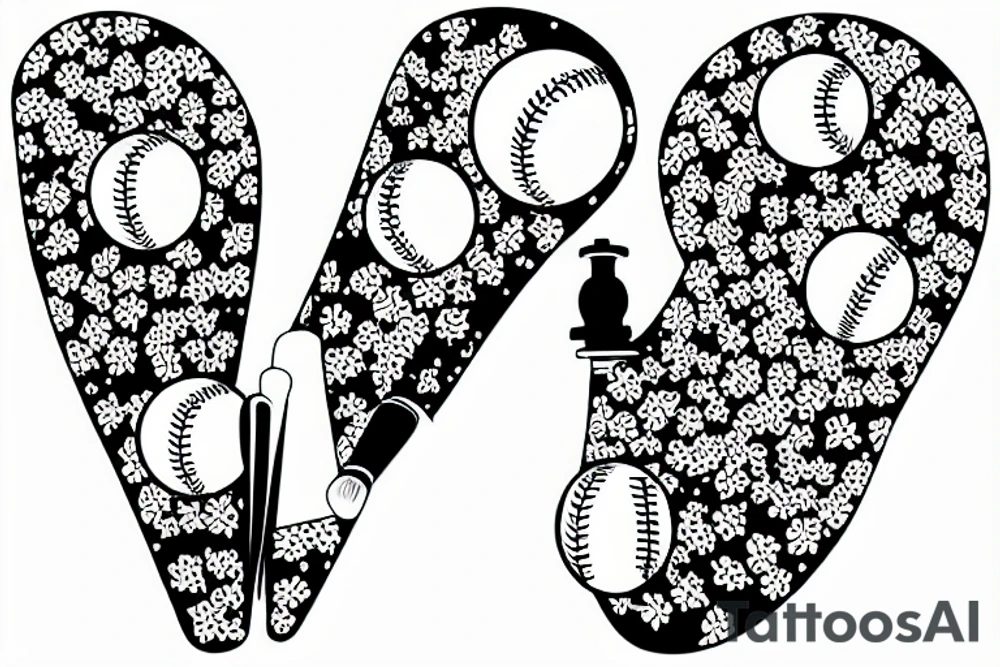 baseball with flower tattoo idea