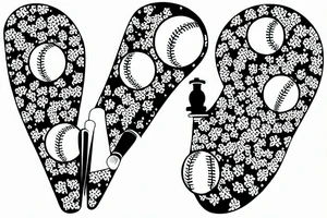 baseball with flower tattoo idea