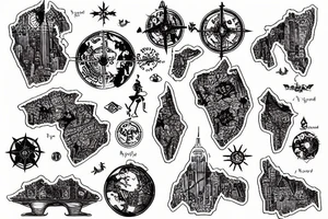world map with new york coordinates tattoo idea