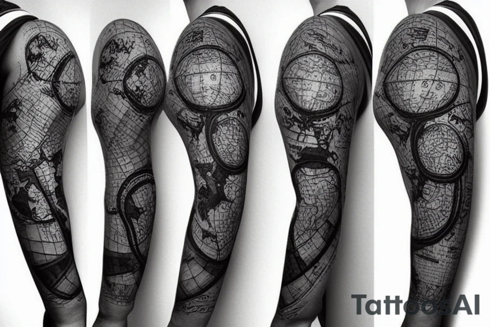 world map with new york coordinates tattoo idea