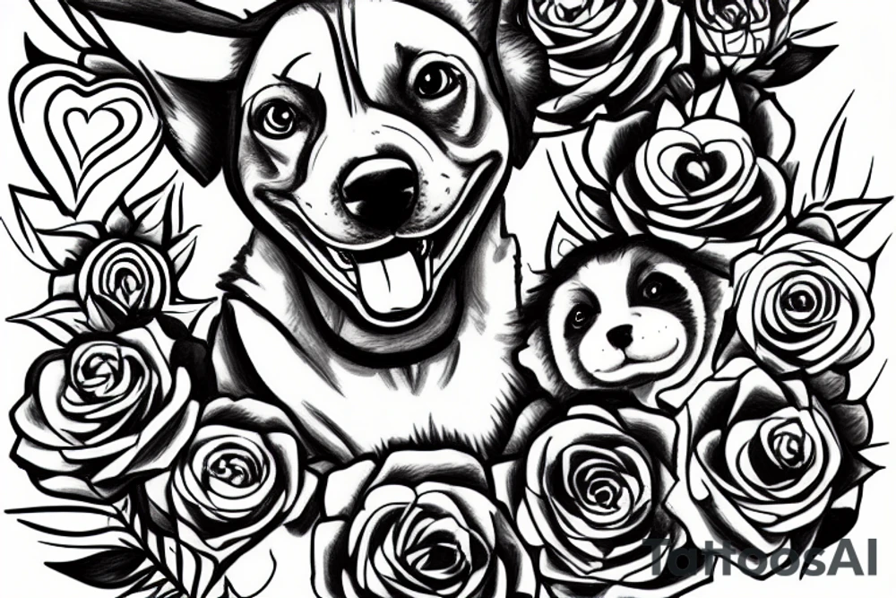 dog looking in love with its boss tattoo idea