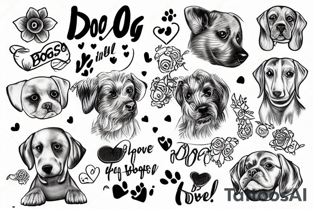 dog looking in love with its boss tattoo idea