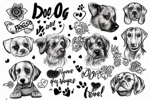 dog looking in love with its boss tattoo idea