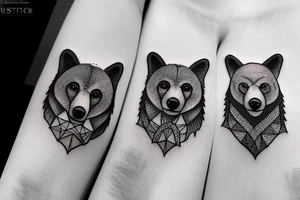 A tattoo of a bear and wofl. tattoo idea