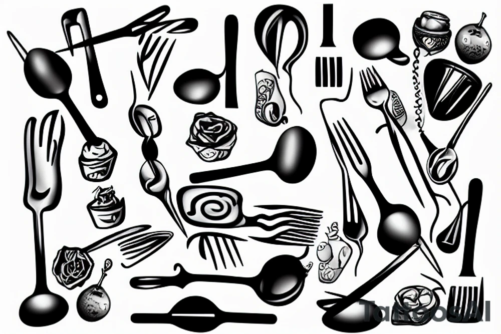a spoon on a fork tattoo idea