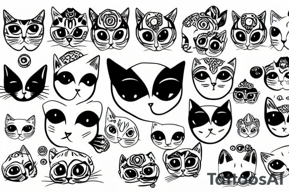 Cat face with third eye tattoo idea