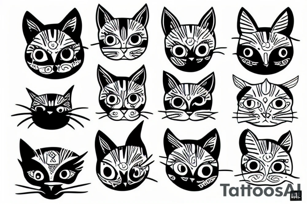 Cat face with third eye tattoo idea