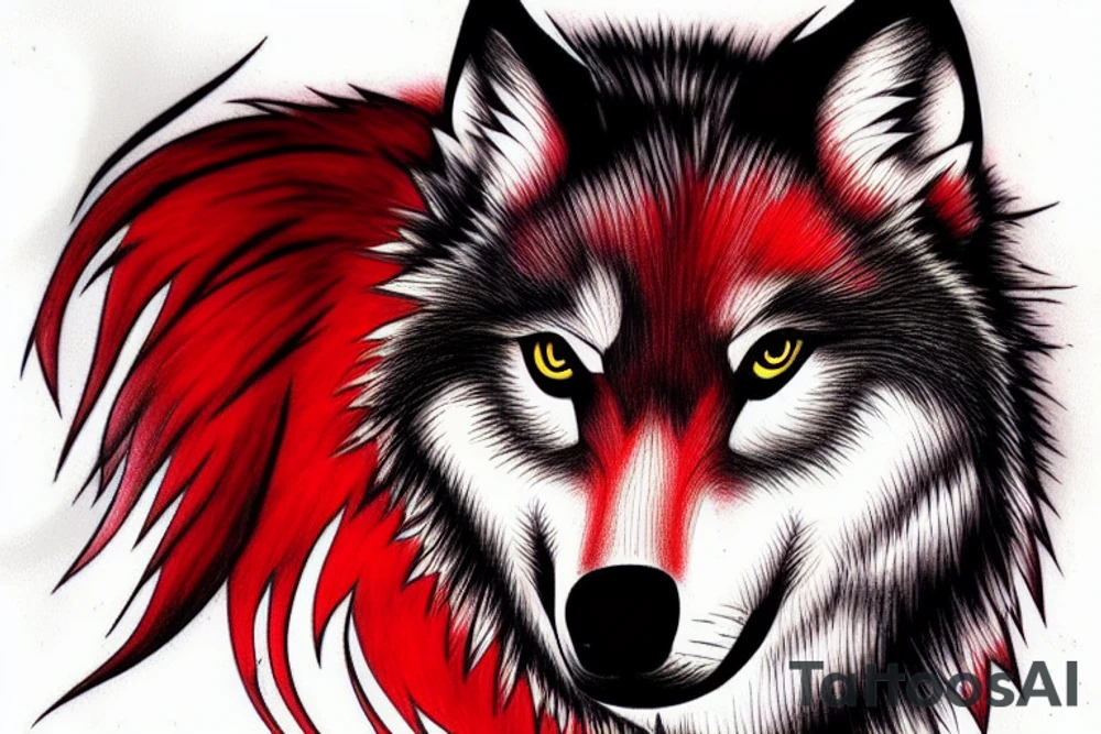 Wolf with red fur. tattoo idea