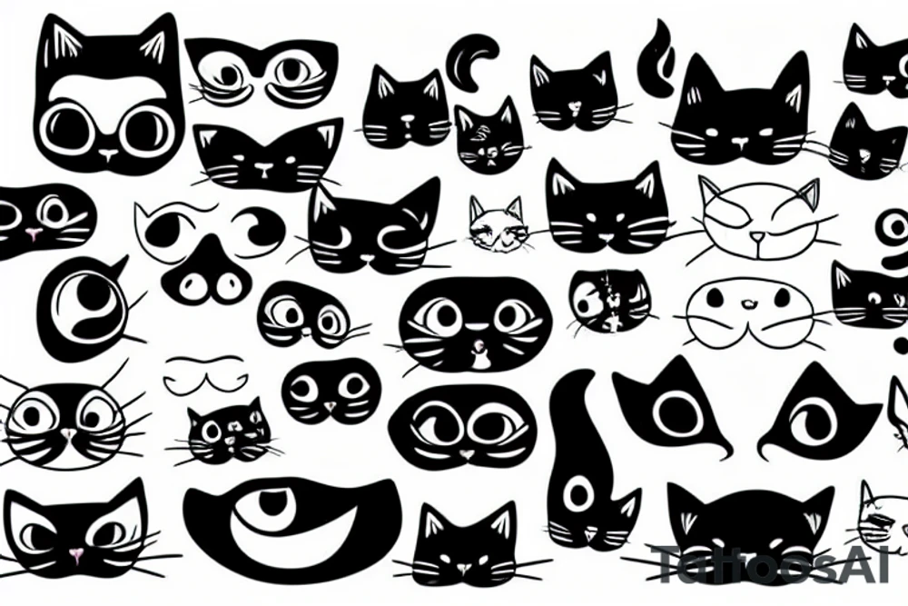 Cat face with an eye of forehead tattoo idea