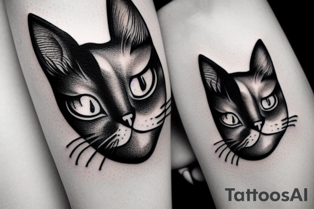 Cat face with an eye of forehead tattoo idea