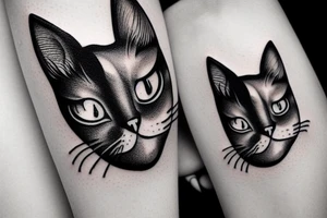 Cat face with an eye of forehead tattoo idea