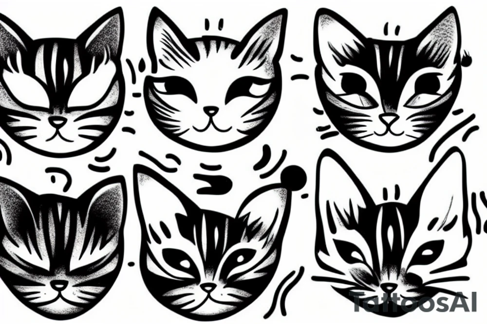 Cat face with an eye on forehead tattoo idea
